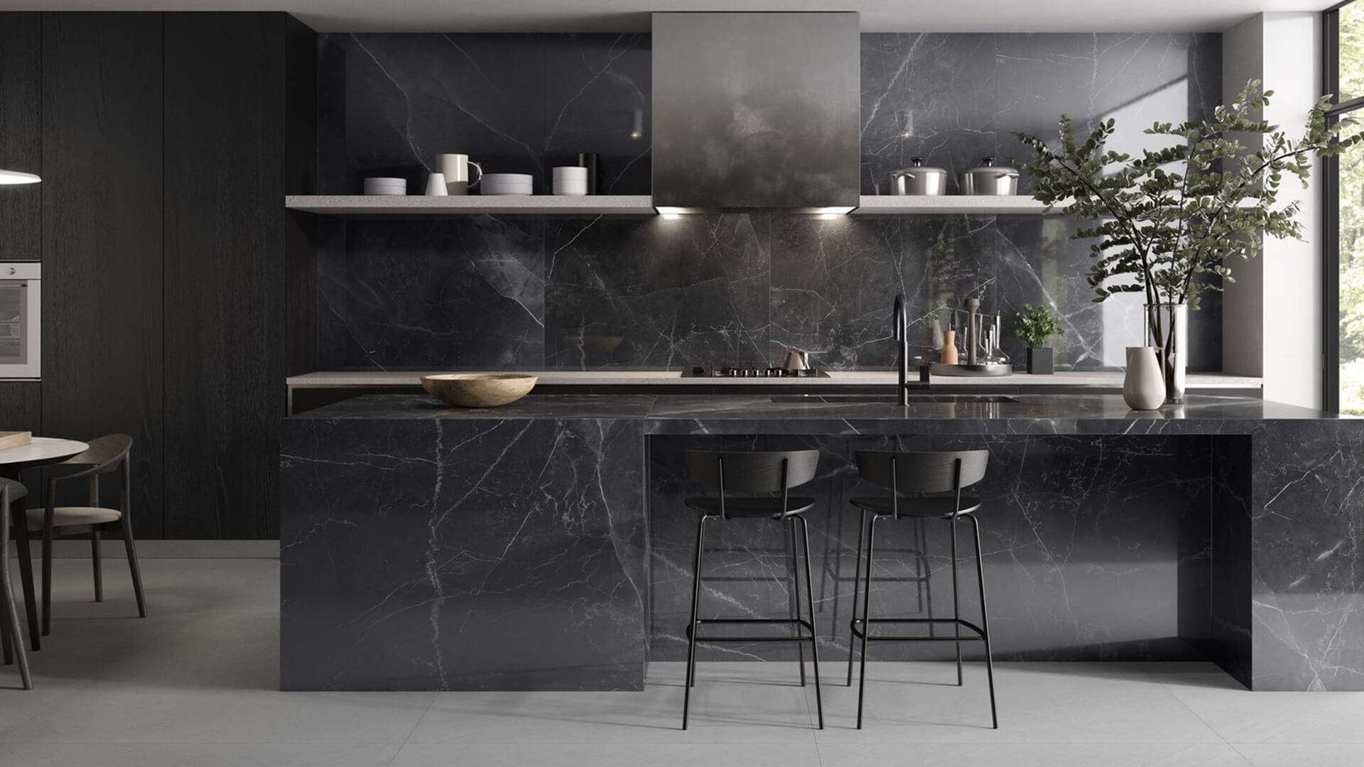 Grey stone and ceramic kitchen