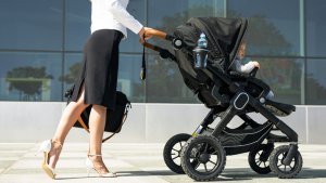 Working Mum with Baby in Pram