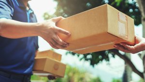 Delivery person handing over a package