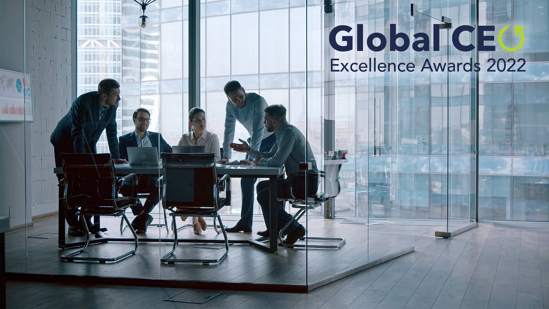 CEO in a meeting. The CEO Monthly Global CEO Excellence Awards logo is in the top right corner