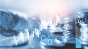 interest rate hike with USD money, finance and investment background