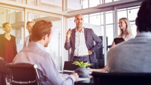 Businessman talking in meeting