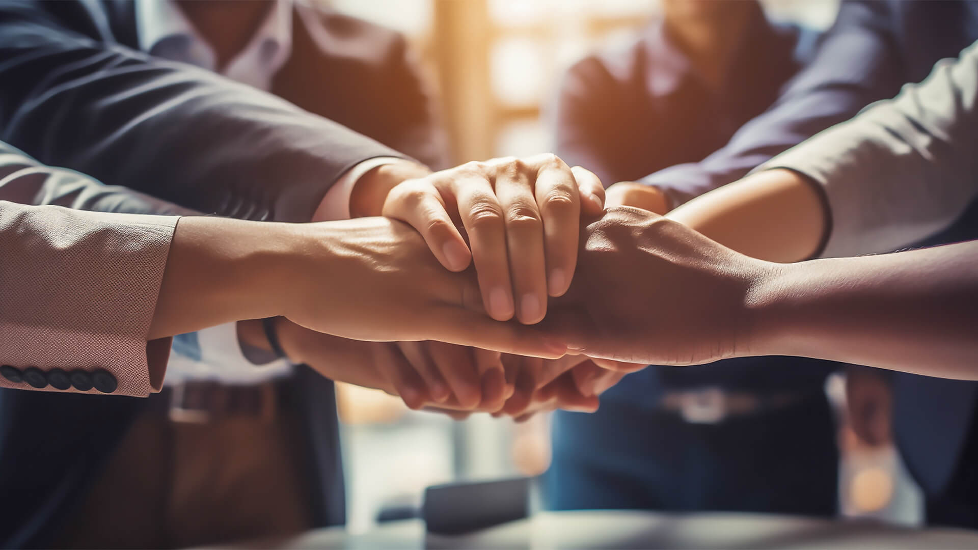 hands of Business teamwork join hands together in office