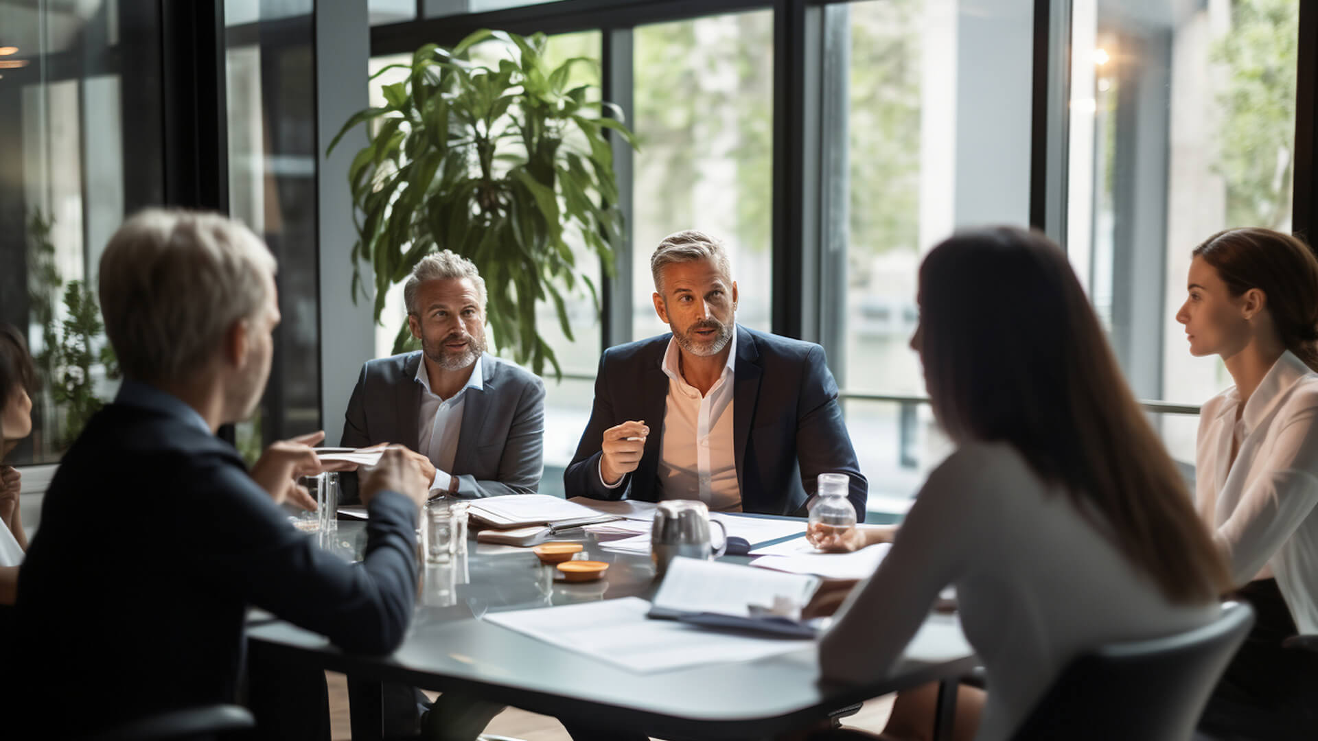 A confident team leader leading a business meeting