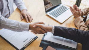 Handshake while job interviewing