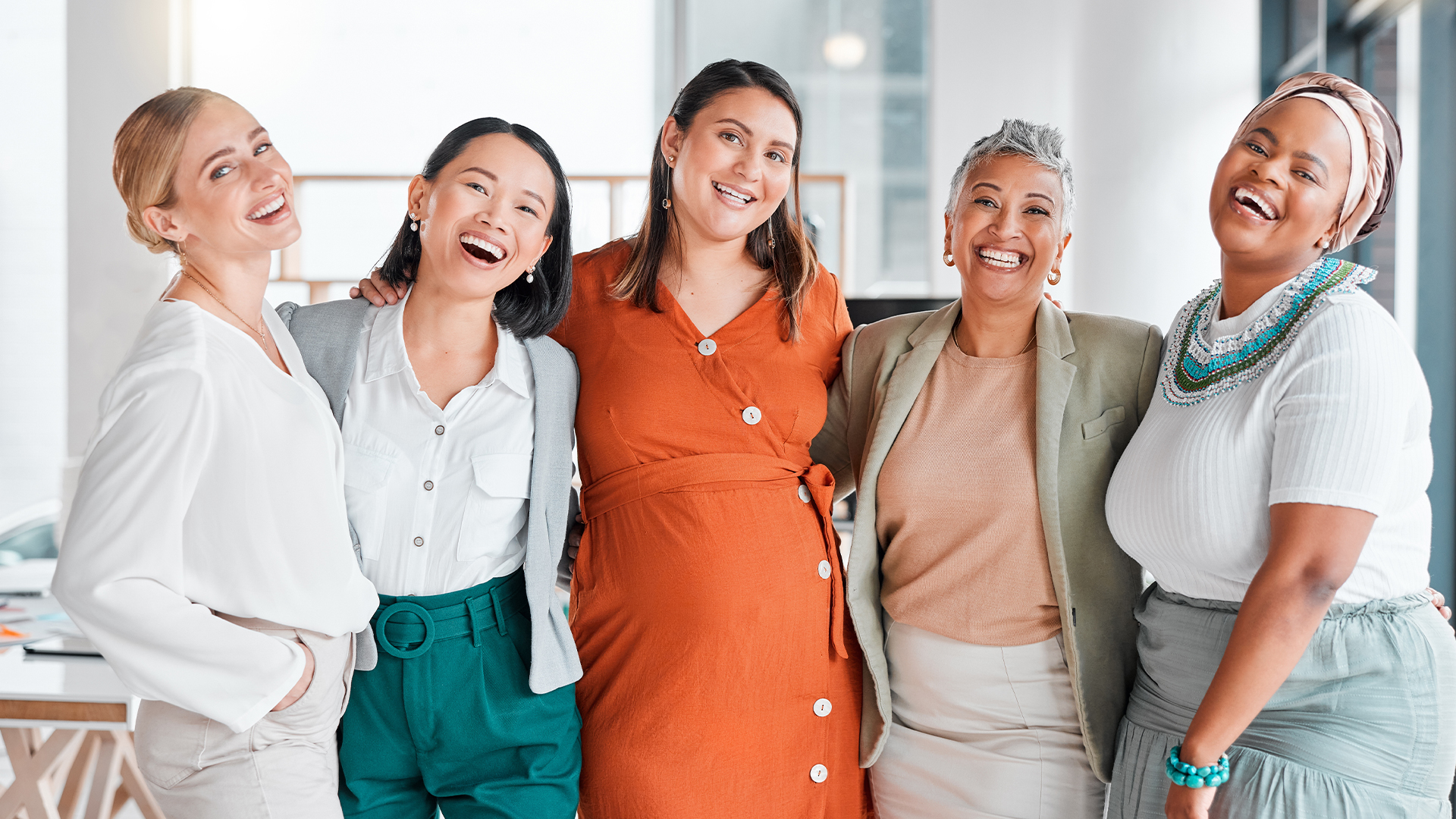 Professional women only, portrait and diversity in office teamwork